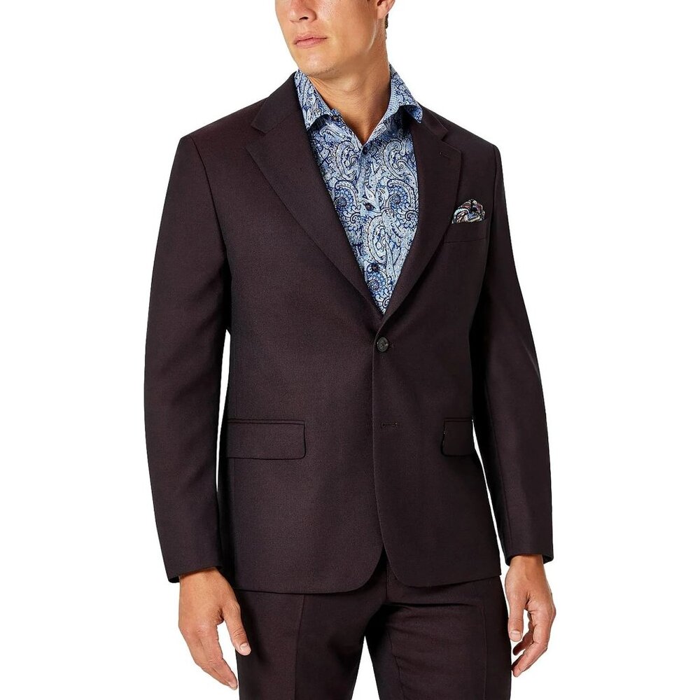 Tallia Men's Solid Wool Blend Sportcoat Wine Size 38S NWT
